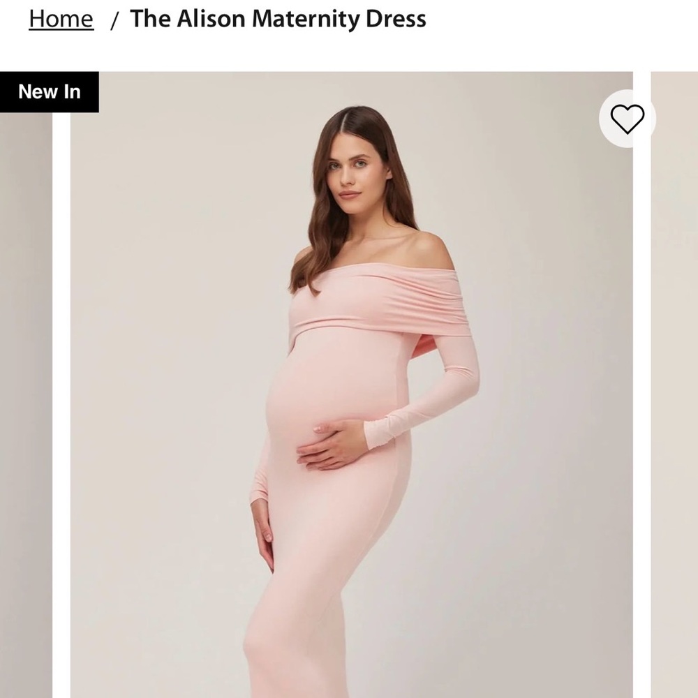 The Alison Maternity Dress - Blush Pink Off-Shoulder Long Sleeve